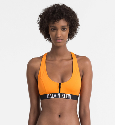 Calvin Klein Plavky Zip Intense Power Oranžové Vrchní Díl