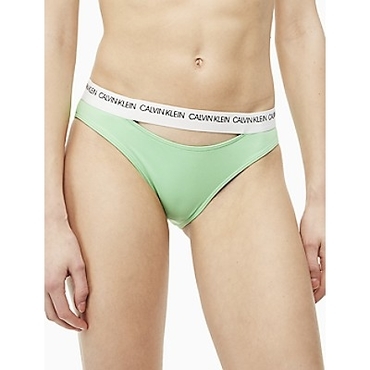 Calvin Klein Plavky CK Logo Classic Bikini Green Spodní Díl