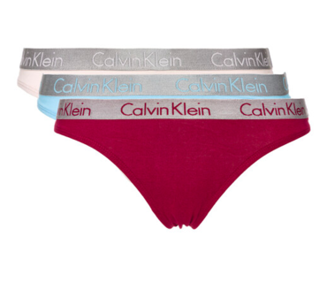 Calvin Klein 3Pack Tanga Červená, Tyrkysová a Pudrová