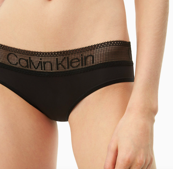 Calvin Klein Kalhotky Logo Lace Black - 1