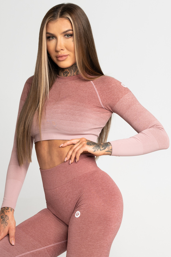 Gym Glamour Crop-Top Taupe Ombre, XS