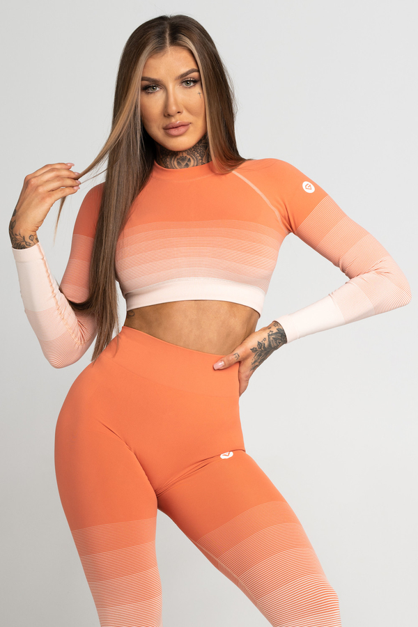 Gym Glamour Crop-Top Coral Ombre, S
