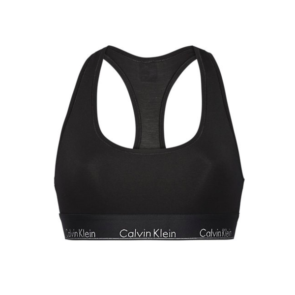 Calvin Klein Podprsenka Cotton All Black Silver Logo, M