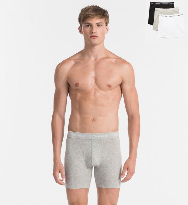Calvin Klein 3Pack Boxerky Dlouhé Grey, White and Black, S - 1