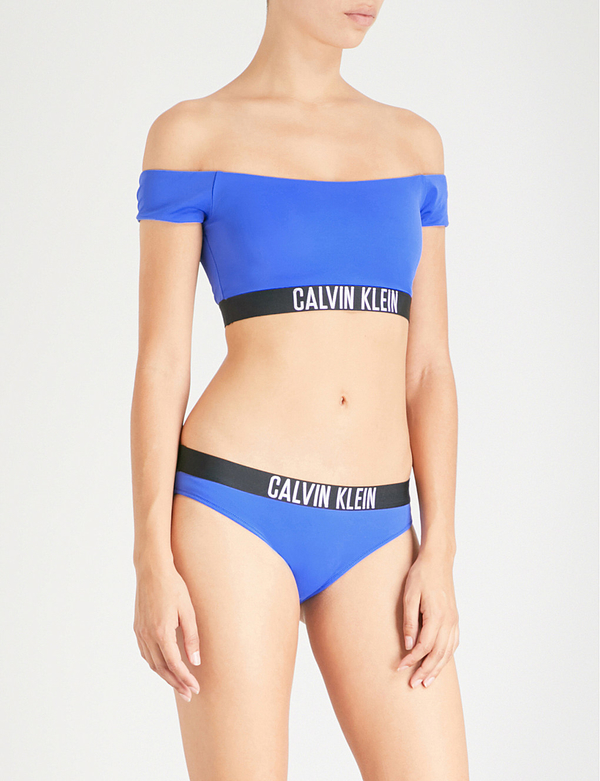 Calvin Klein Off Shoulder Plavky Vrchní Díl Modrý, S - 1