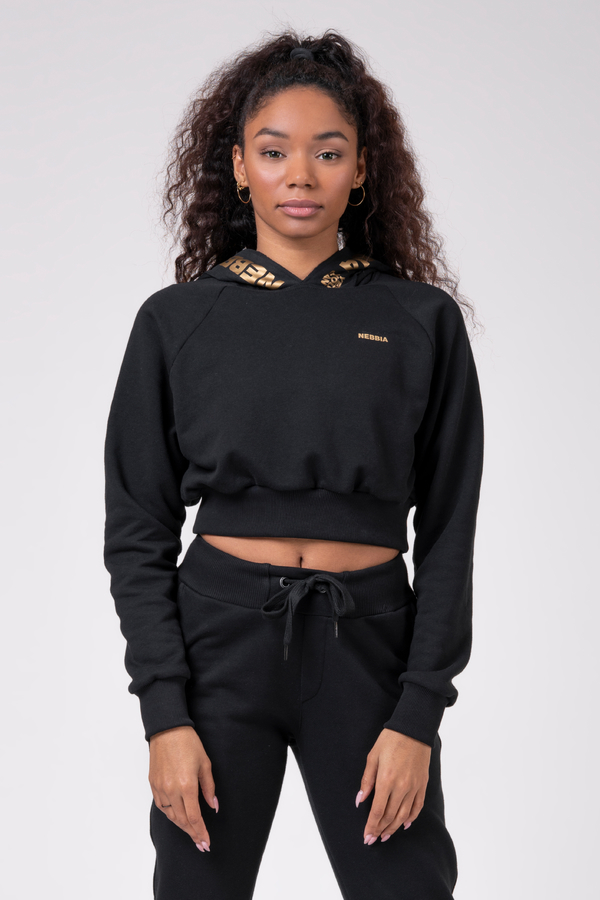 Nebbia Mikina 824 Cropped Hoodie Golden Black - 1