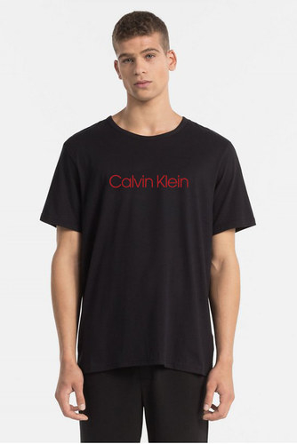 Calvin Klein Pánské Tričko Černé s Červeným Logem, XL