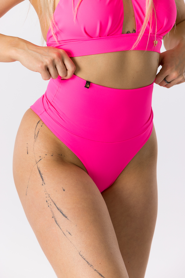 GoldBee Plavky Stahovací Brazilky Neon Pink, XL - 1