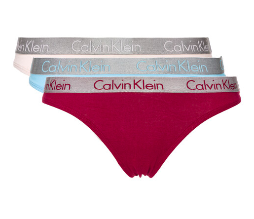 Calvin Klein 3Pack Tanga Červená, Tyrkysová a Pudrová, L