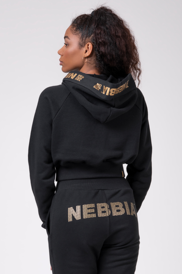 Nebbia Mikina 824 Cropped Hoodie Golden Black - 2