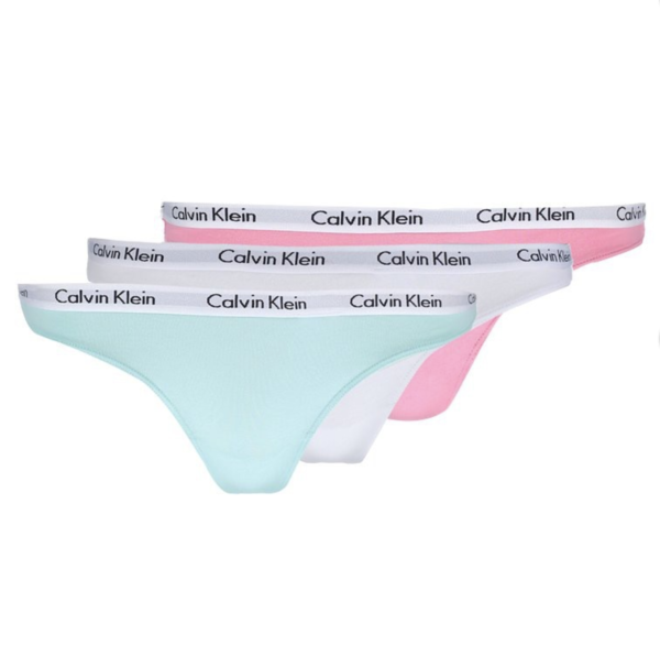 Calvin Klein 3Pack Tanga White, Menthol&Pink, XS - 2