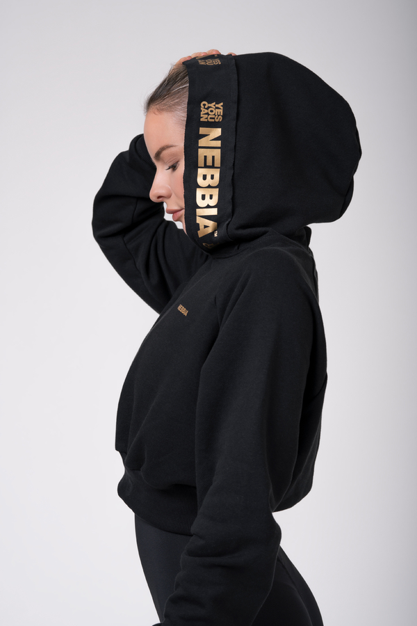 Nebbia Mikina 824 Cropped Hoodie Golden Black - 4